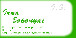 irma soponyai business card